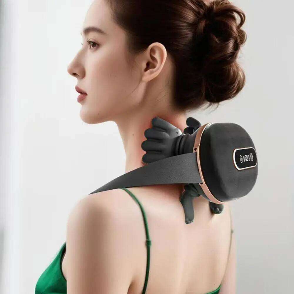 4D Kneading Neck Massager with Real Hand Feel Heated Compression 3 Levels Intensity Cordless for Home and Office Use 26Y0307