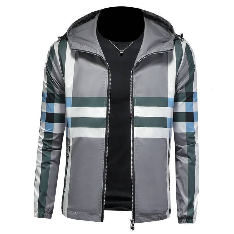 Minglu Allover Printed Spring Auutmn Men's Jackets Luxury Long Sleeve Hooded Sport Casual Male Coats Fashion Man Overcoats