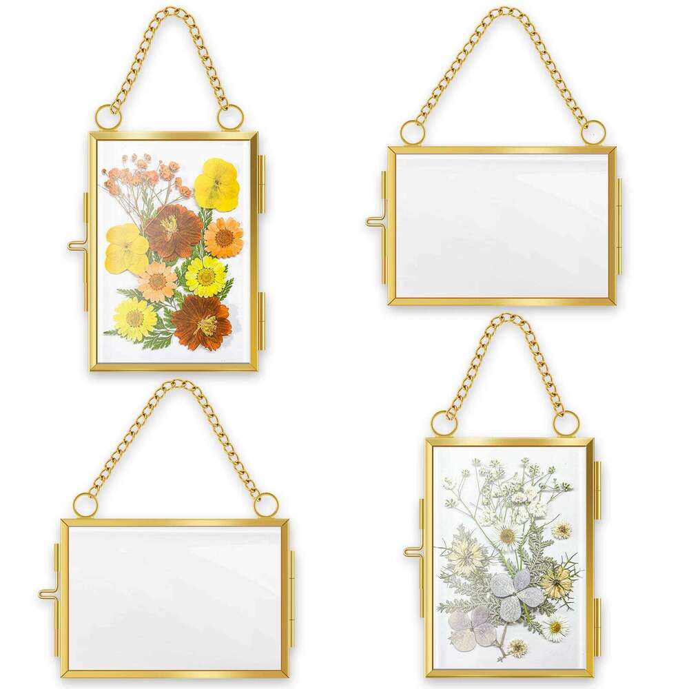 Mini embossed DIY small plant specimen art clip transparent glass metal photo frame set H260306