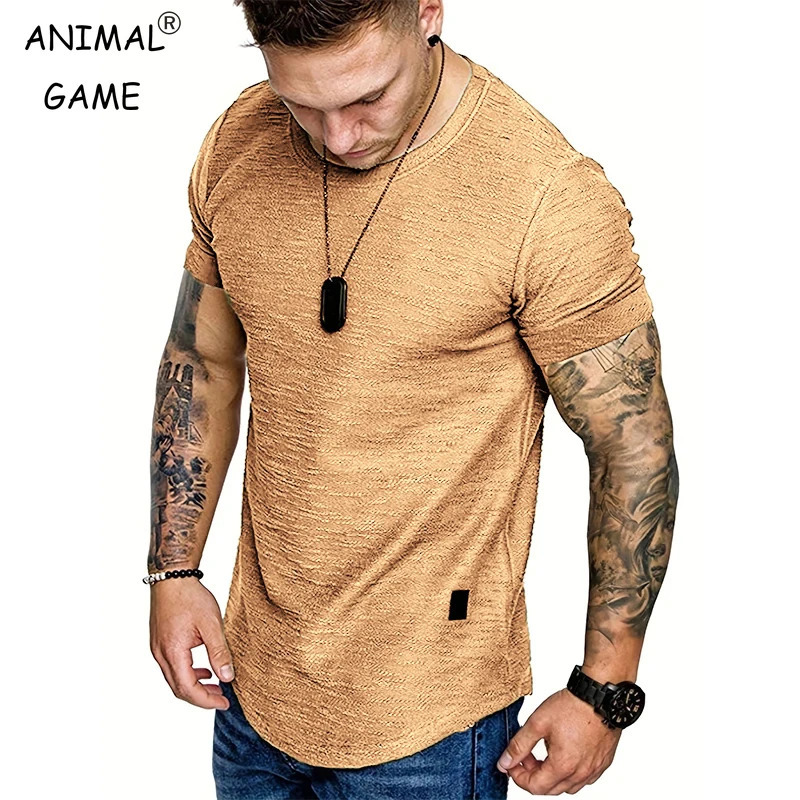 Summer Mens Lightweight Tshirt Short Sleeve Jogging Basic Solid Collar Crew Neck Tshirts Sport Tops 260302