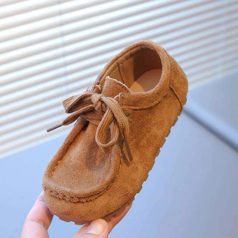 Children's 2-18 Years Old Khaki Boys Girls Casual Four Seasons Models Coffee Soft Non-slip Kids Leather Shoes H260207 H260305