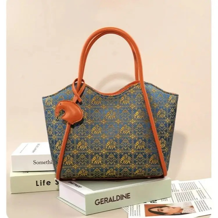 Original n Womens Handbag SoftPatterned Spacious Capacity Durable ChineseStyle Tote Bag 260307