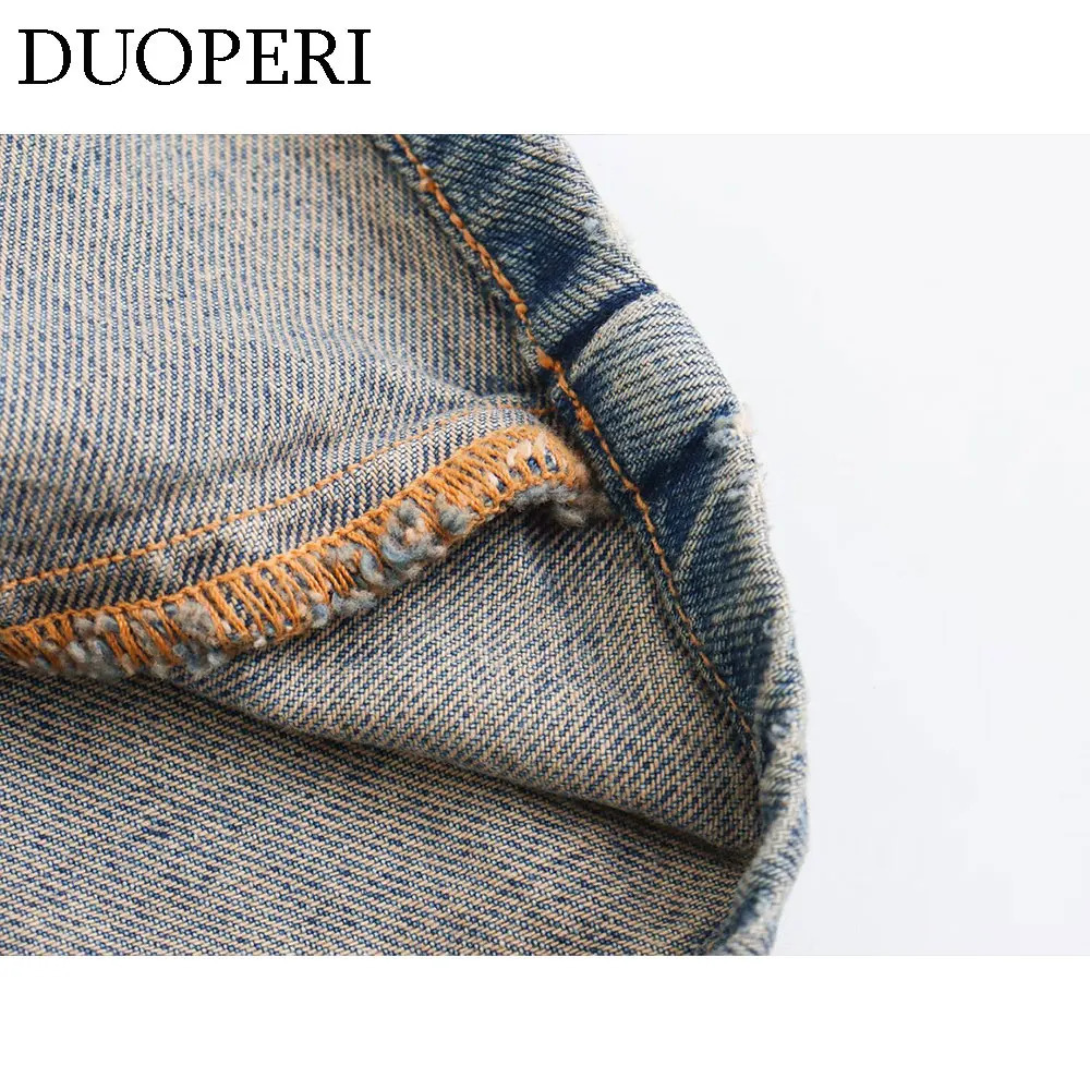 DUOPERI Women Fashion Solid Denim Dress Long Sleeves Female Chic Lady Casual Loose Short Dress 260306