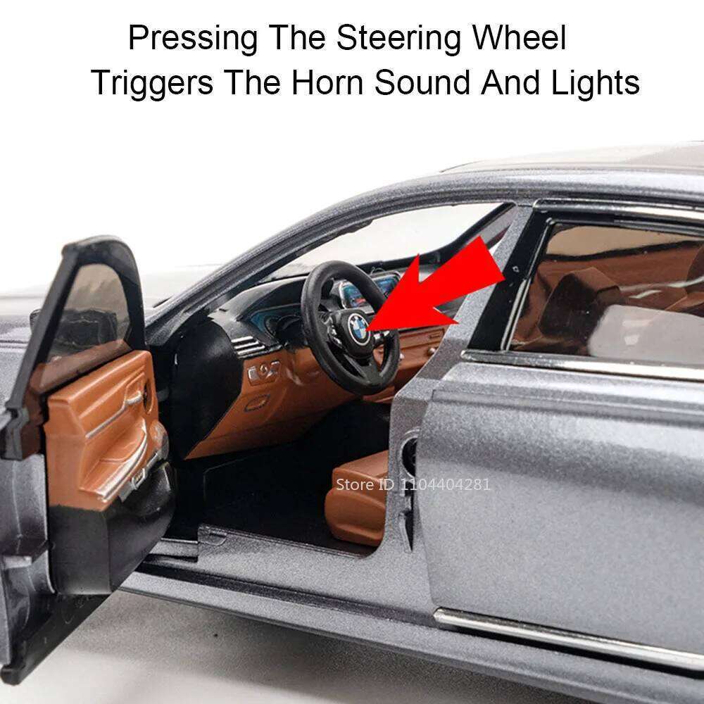 1:24 THE 7 760Li Model I5 M60 Alloy Diecast Car Toys 6 Doors Opened Sound Light Pull Back Miniature Vehices Boy's Birthday Gifts Z260307