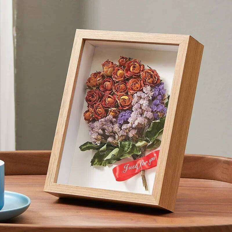 2pcs 3d Photo Frames Wooden Picture Frame Depth 5cm Nordic Shadow Box Dried Flower Specimens Holder Handmade DIY Gift Home Decor H260306