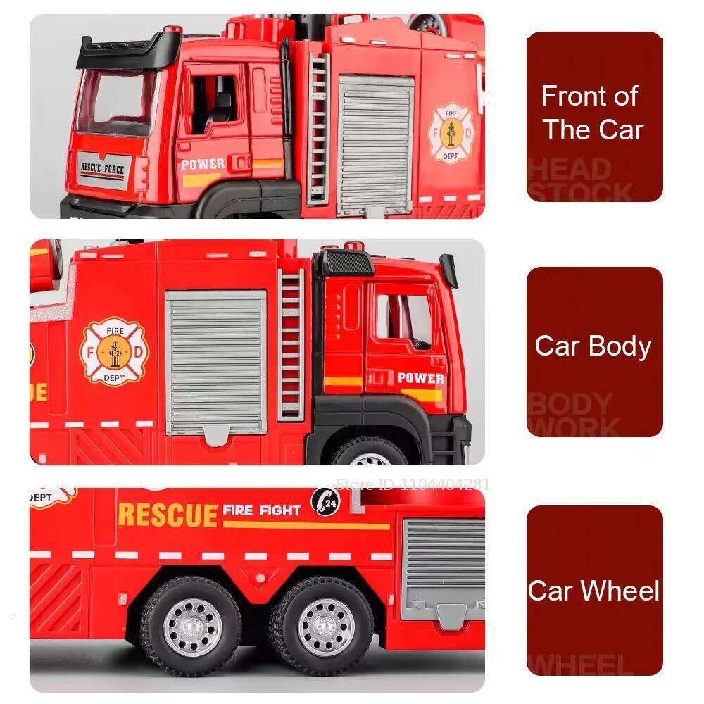 1:32 Fire Engine Model Toy City Sanitation Sweeper Diecast Metal Truck Doors Opened Sound Light Miniature Vehice Children's Toys Z260306