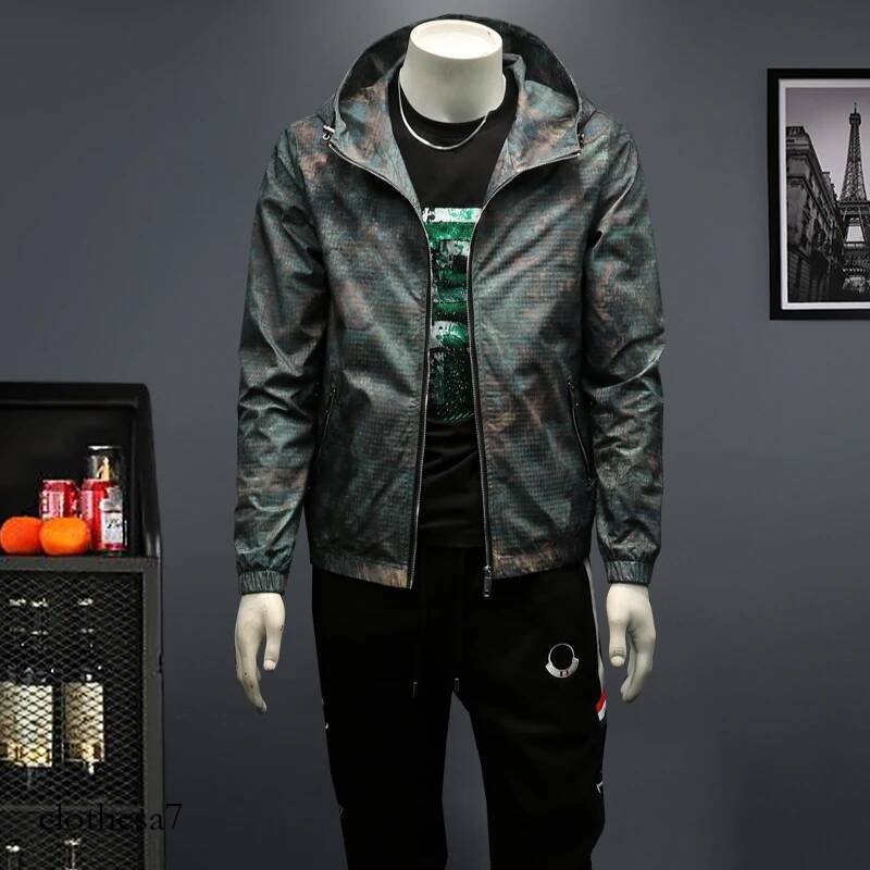 New Allover Printed Hooed Men's Jackets High Quality Sport Casual Hooded Spring Autumn Male Coats Fashioin Man Overcoat 4XL