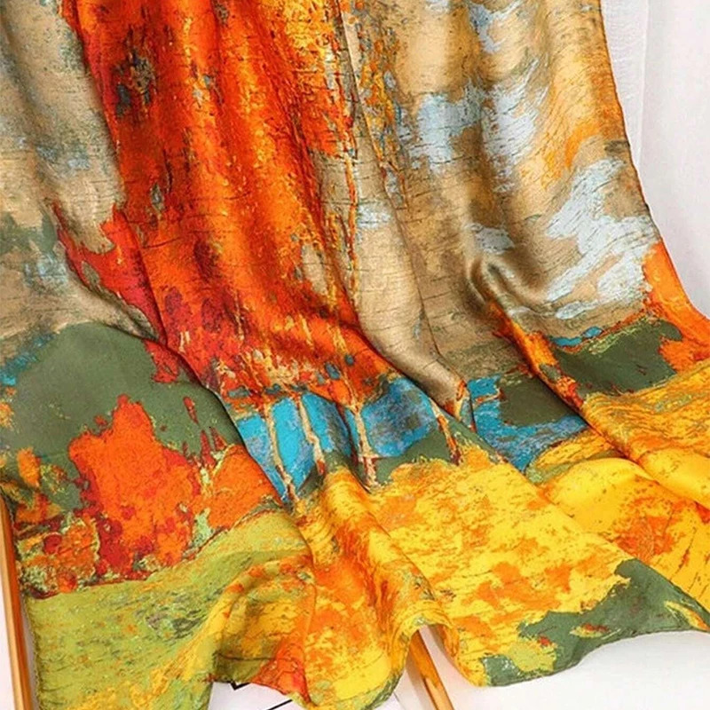Fashion 180x90cm Satin Silk Scarf Women Large Shawl Wrap Muslim Hijab Headband Beach Stoles Female Bandana Foulard Turban 260302