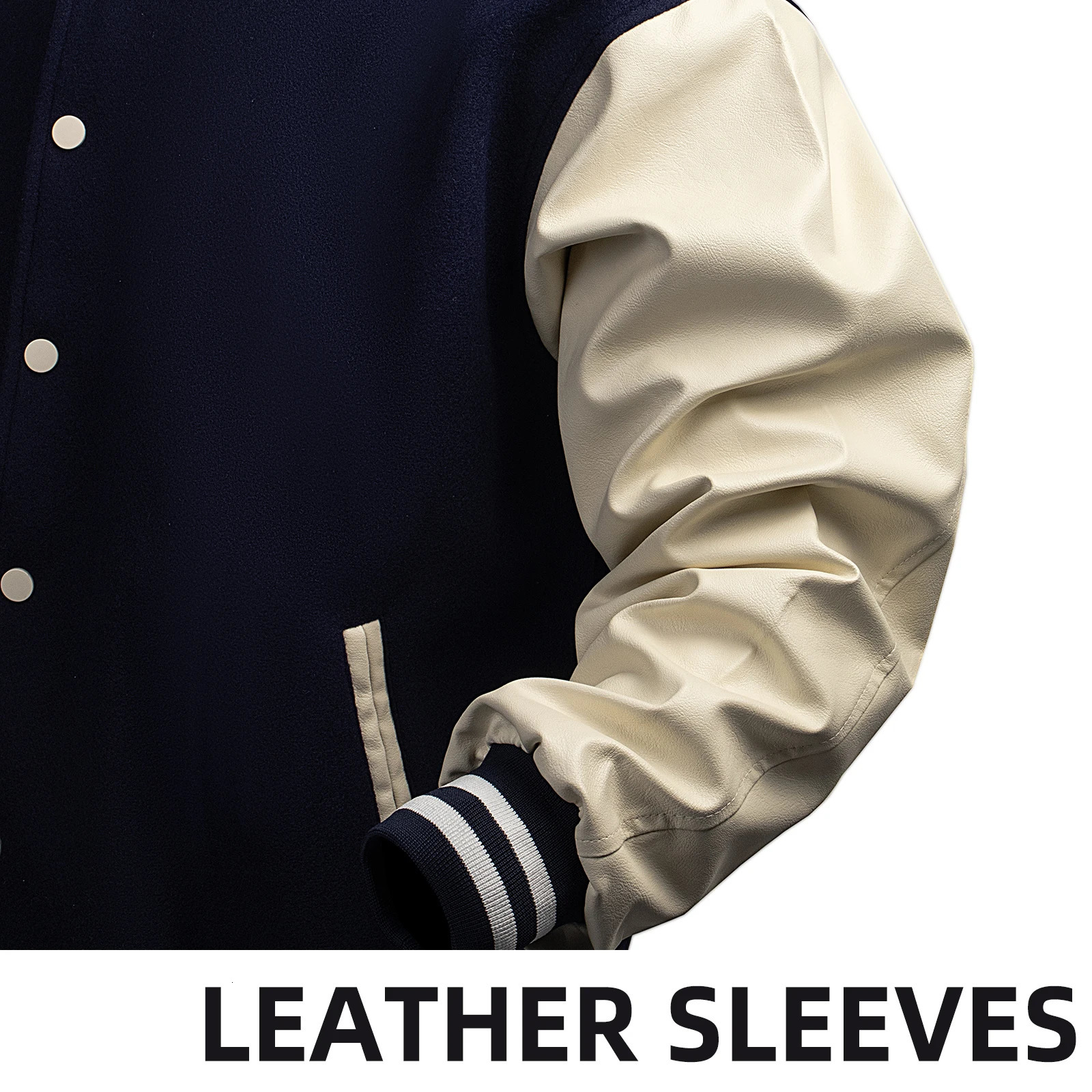 Mens Varsity Jacket Faux Leather Sleeves Letterman Classic Coat Bomber Baseball Jacket Color-blocking Light Weight Clothing 260306