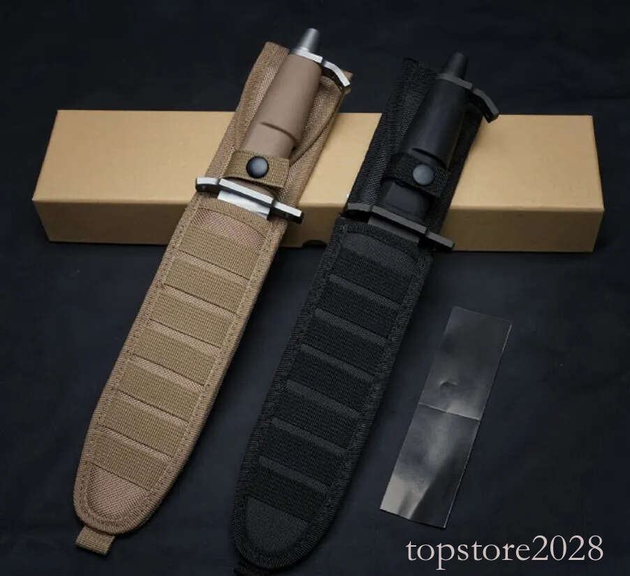 Top pocket knife Quality AMF Survival Knife N690 Titanium Coating Straight Point Full Tang Forprene Handle Outdoor Fixed Blade Tactical Knives with Sh - view 8