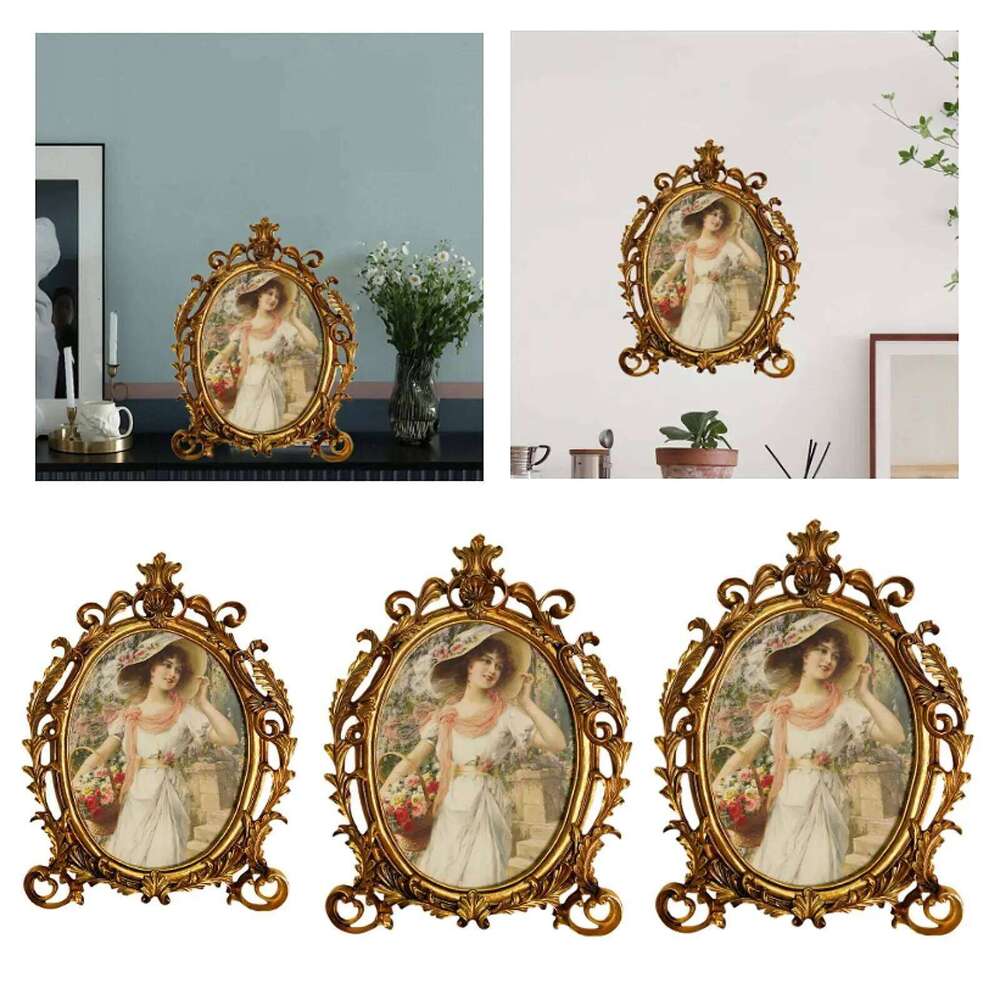 Oval Frame Picture Display Collecting Home Decor Fine Workmanship Desktop Ornament for Desk Bedroom Patio Office Cabinet H260306