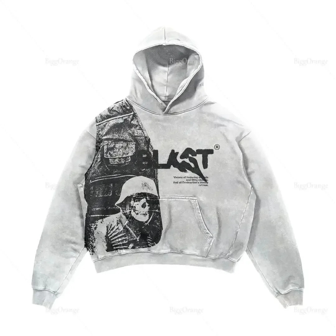 Retro Y2K Hoodie 2026 Coats Streetwear Gothic Casual Alphabet Blast Print Pattern Skull Fashion Hoodie Men Harajuku Men Clothing 260304