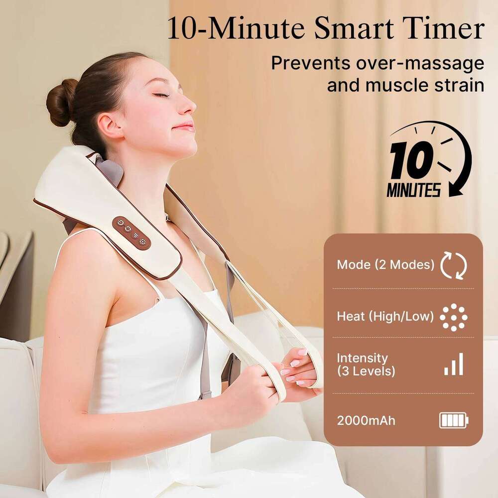 - and Shoulder Massager, Cordless Lymphatic Neck Massager with Heat for Pain Relief Deep Tissue, Portable Recharge 26Y0307