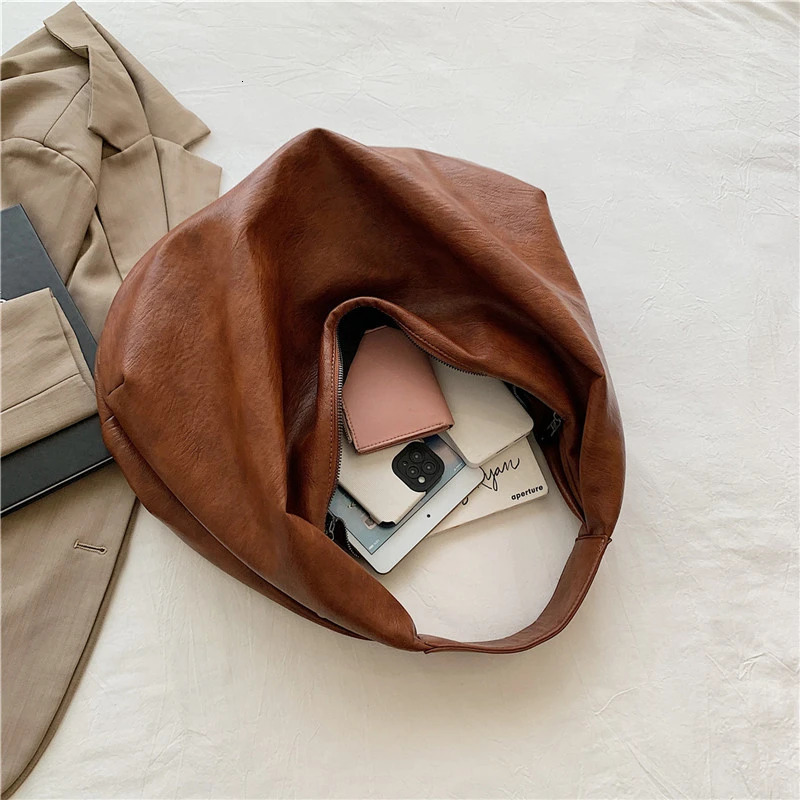 Black Shoulder Bags for Women Large Hobo Shopper Bag Solid Color Quality Soft Leather Crossbody Handbag Lady Travel Tote Bag 260306