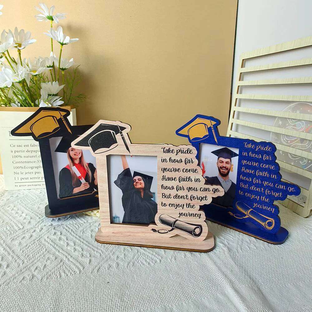 Wooden DIY Gift Picture Display Photo Frame for Graduation Party Class Desktop Stand Decora H260306