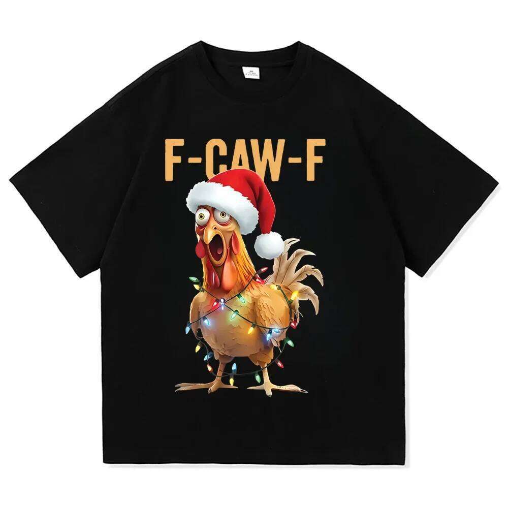 Funny F-Caw-F T-Shirts Rooster Sassy Tees Lover Moonlit Raven Tops Black Bird Shirt Chicken Meme Oversize Men Women Clothing XJ260306
