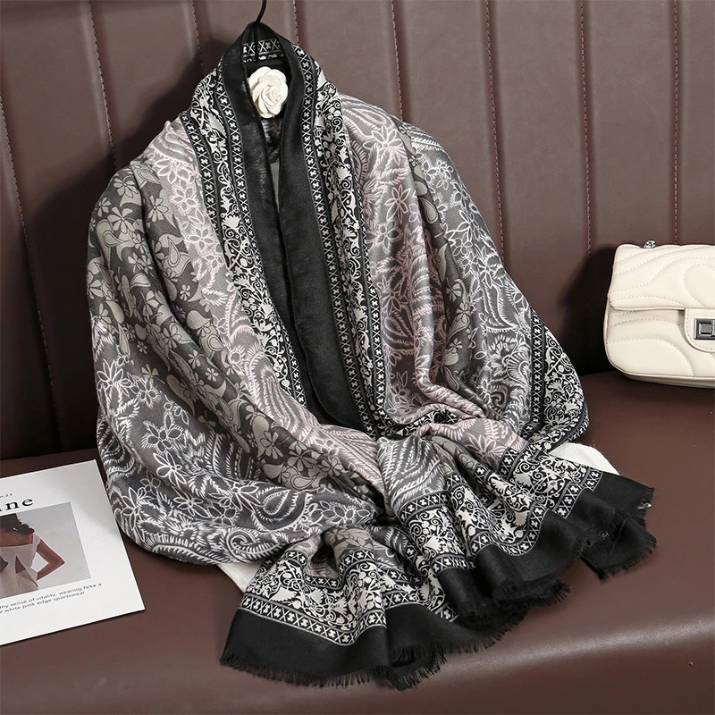 Paisley Cotton Pashmina Shawl Lady Wrap Warm Winter Scarves Autumn Print Female Foulard Beach Stoles Scarf 260302