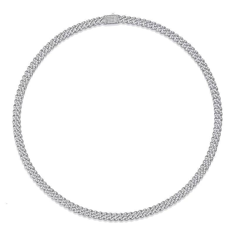 Wholesale Price 8mm Cuban Chain Silver 925 Iced Out Vvs Moissanite Diamond Hip Hop Jewelry Cuban Link Iced Out Necklace Men