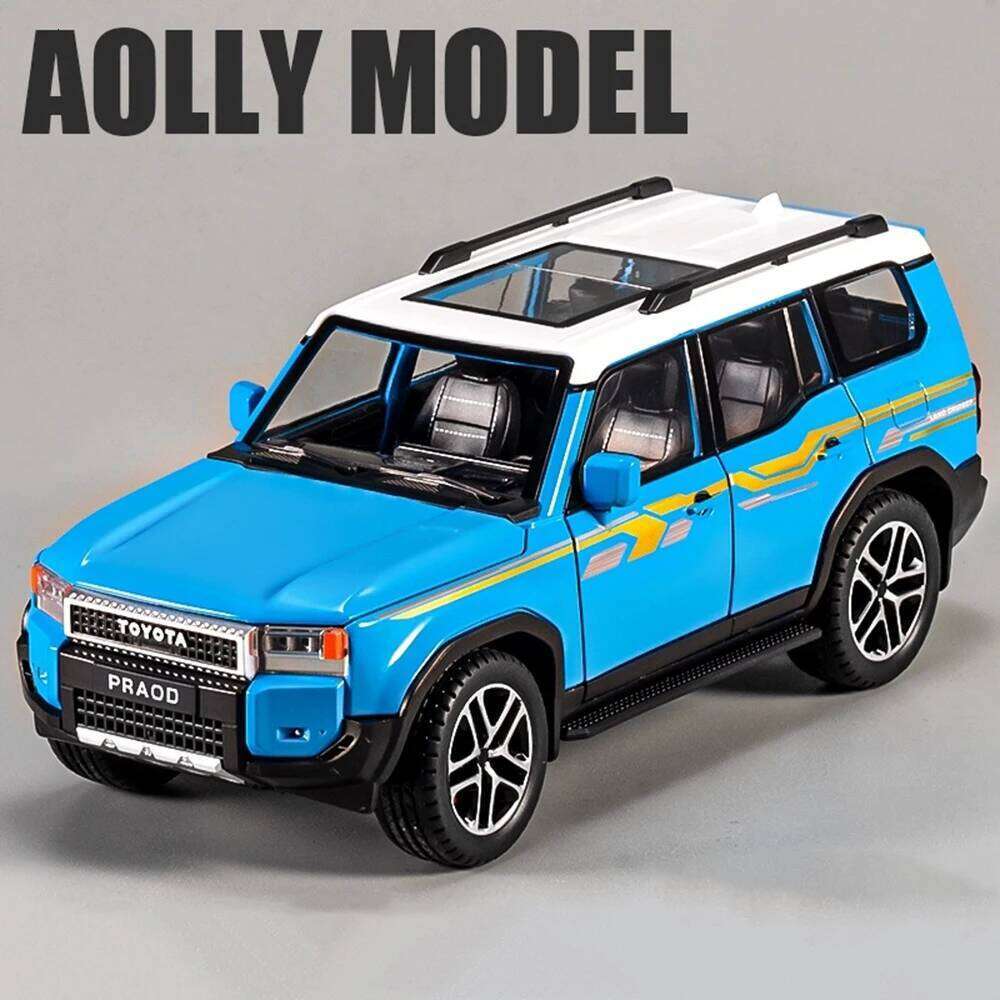 1:24 Prado Cruiser Alloy Model Toys Diecast Metal Car Doors Opened with Sound Light Pull Back Miniature Vehices for Boy Presents Z260307