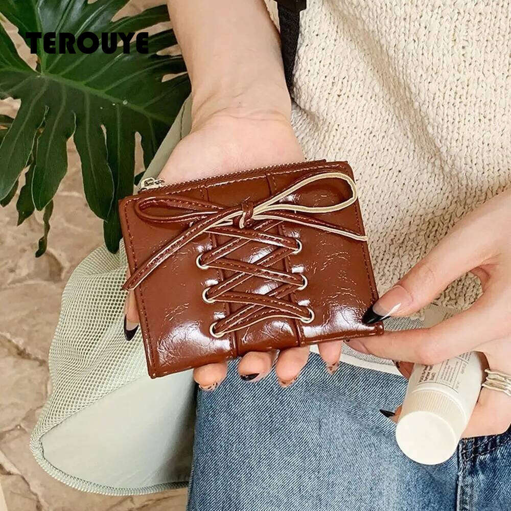 Portable Korean Style Bow Wallet Purse Ultra Thin Card Bag Multi Slot Zipper Coin Pouch Women TEROUYE