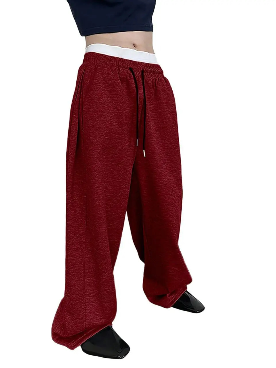 mens wide leg sweatpants European and American womens waist drawstring straight loose casual s 260306