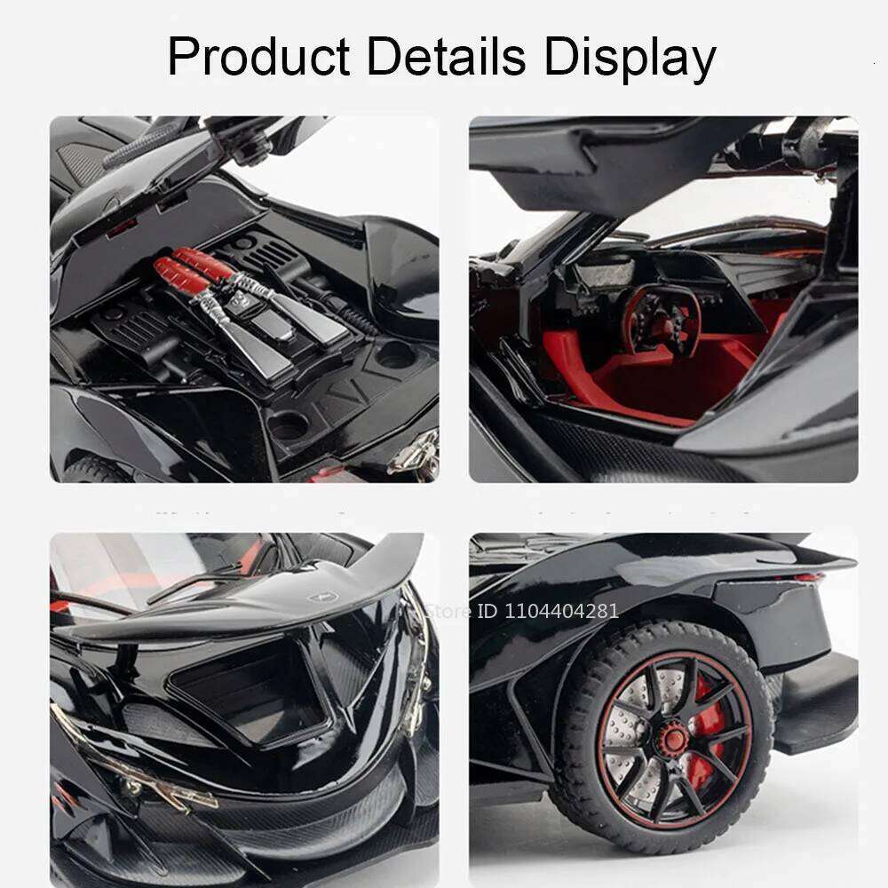 1:24 Apollo IE EVO Alloy Model Toy Diecast Car Doors Opened with Sound Light Pull Back Front Wheel Steering Sports Cars Boy Gift Z260306