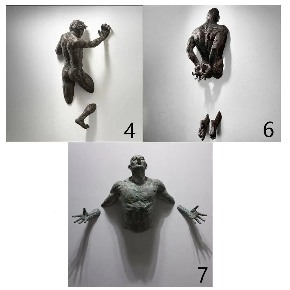 Copper Wall Decor Abstract Character Resin Rock Climbing Man Statue Sculpture Background Wall Art 3D Through Wall 260307 - view 3