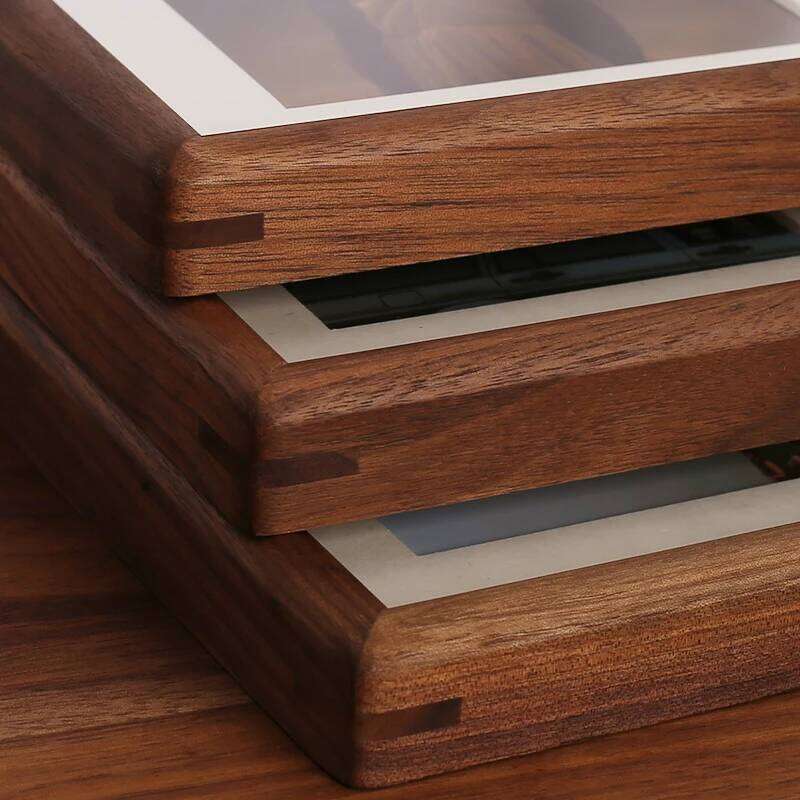 Black Walnut Photo 6/7/8/10 Inch Solid Wood Picture Frame Mortise-Tenon Craft Swing Table Display for Home Decoration H260306