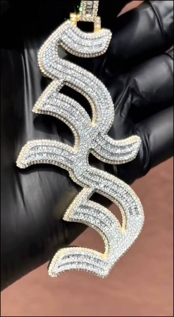 Moissanite Letter Pendant VVS Hip Hop Moissanites Pendants 925 Silver Mosaic Galaxy Setting Custom Initials Charms