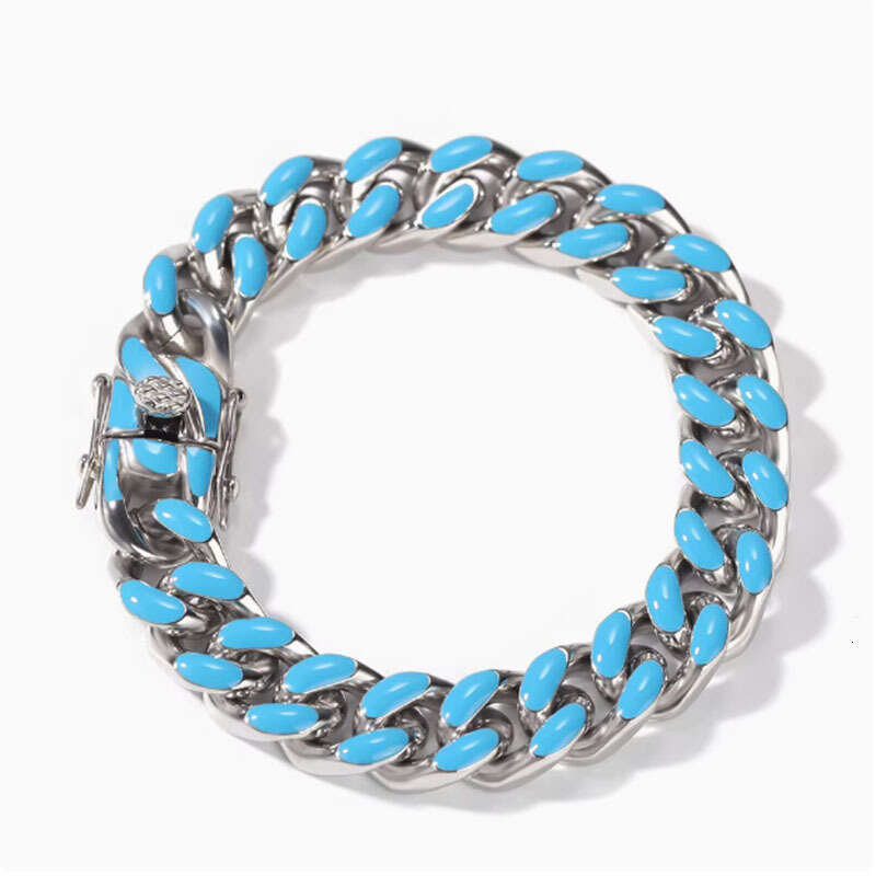 New European American hip-hop stainless steel colorful oil-drip necklaces, high-quality fashion trendy bracelets for men and women