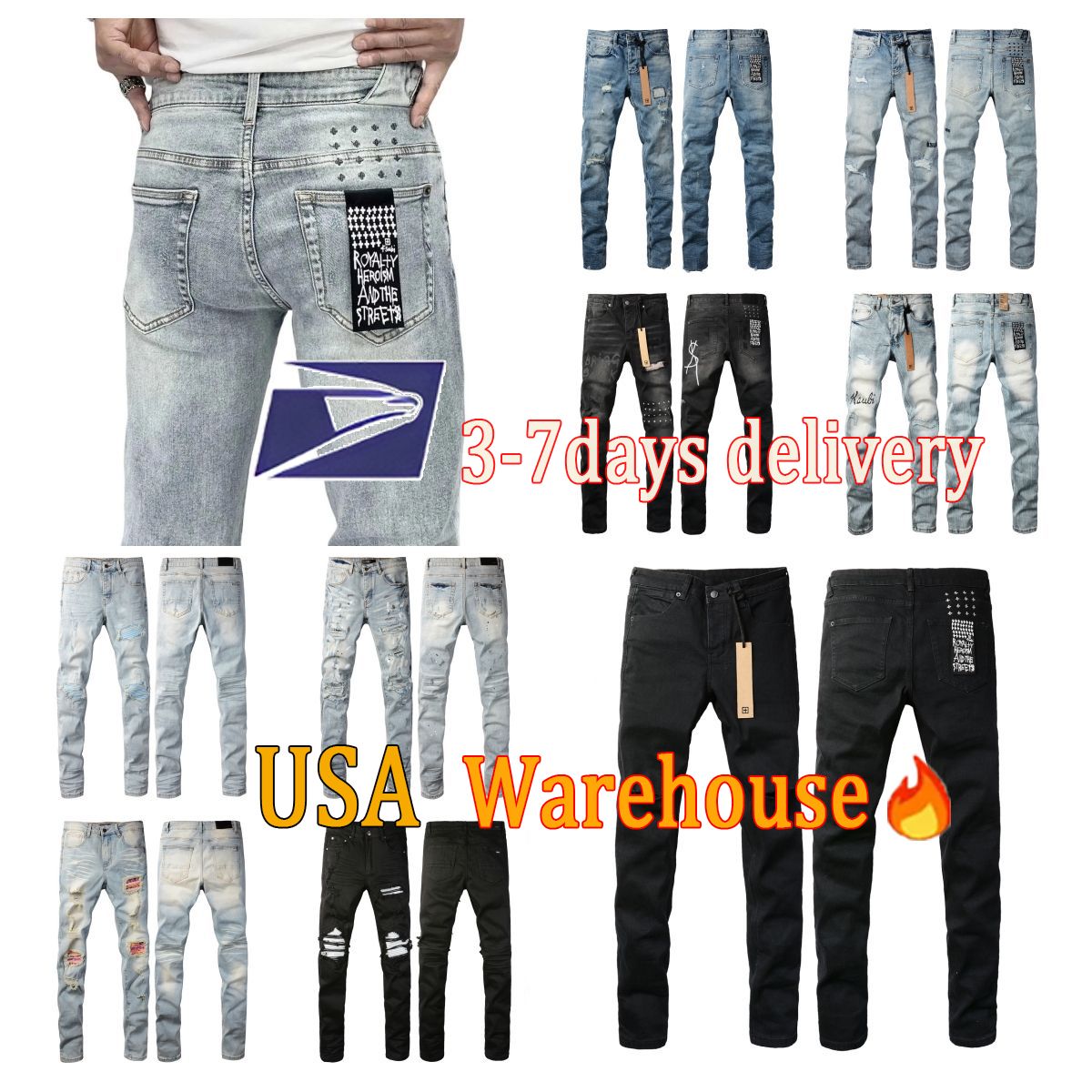 Designer jeans ksubi jeans casual Ripped Biker Slim Straight men's jeans ksubi denim jeans Stacked Skinny jeans Trendy Brand Retro Pant Stack Mens Womens Trend