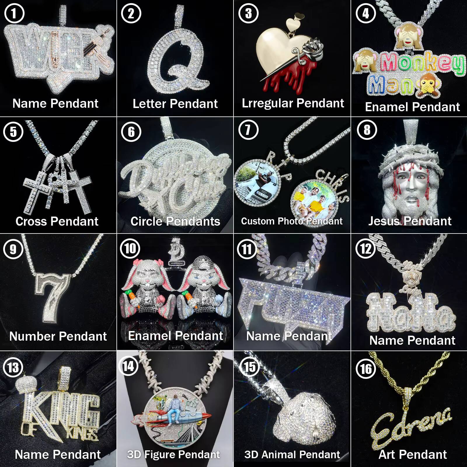 Hip Hop Style Vvs Moissanite Custom Pendant Luxury Yellow Gold 925 Sterling Silver Iced Out Pendant Fine Men Jewelry