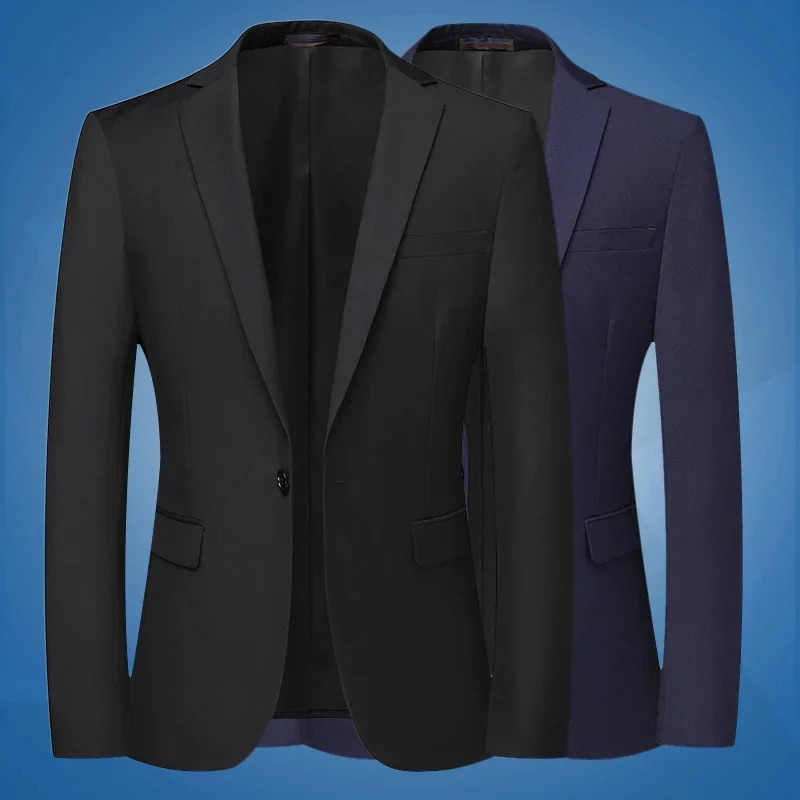 Blazer Mens Fashion Business Solid Color British Style Professional Work Groom Wedding Dress Man Blazer Jacket 260306