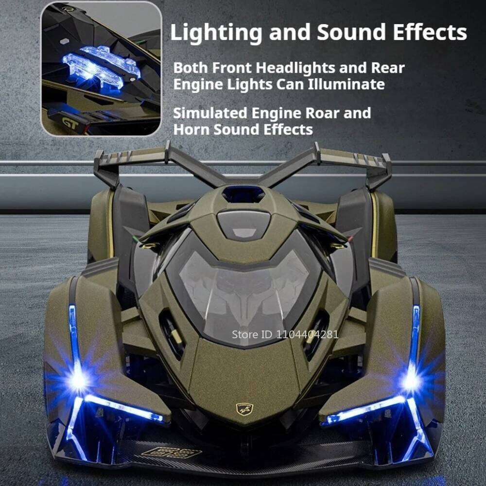 1:18 Lambor V12 Apollo EVO Model Toy Diecast Alloy Car Doors Opened Sound Light Pull Back Miniature Sportscar Collect Decoration Z260306