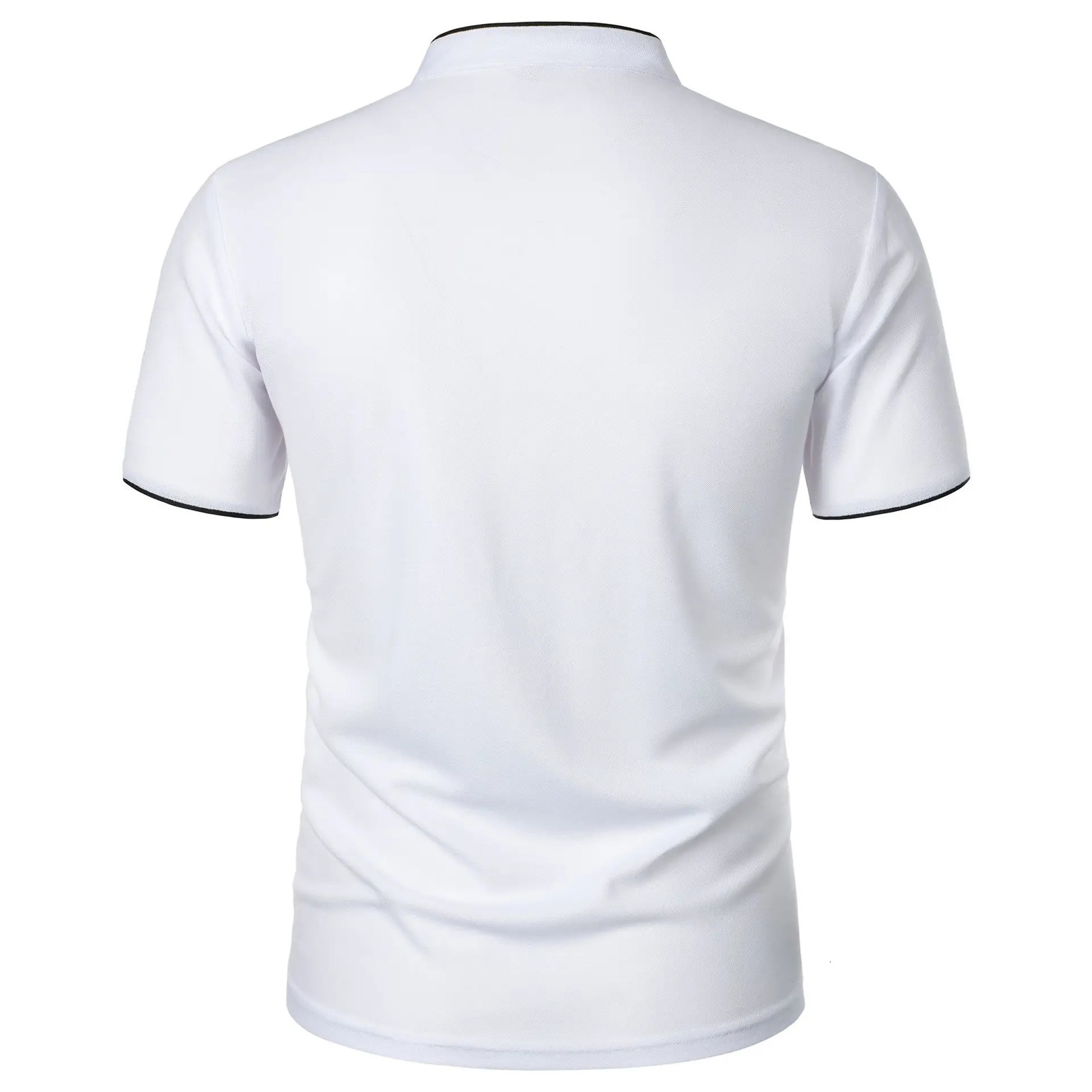 Summer Mens T-Shirt Solid Color Short Sleeve Stand Collar Casual Tees Tops Men Fashion Slim Fit Breathable Lightweight Tshirt 260304