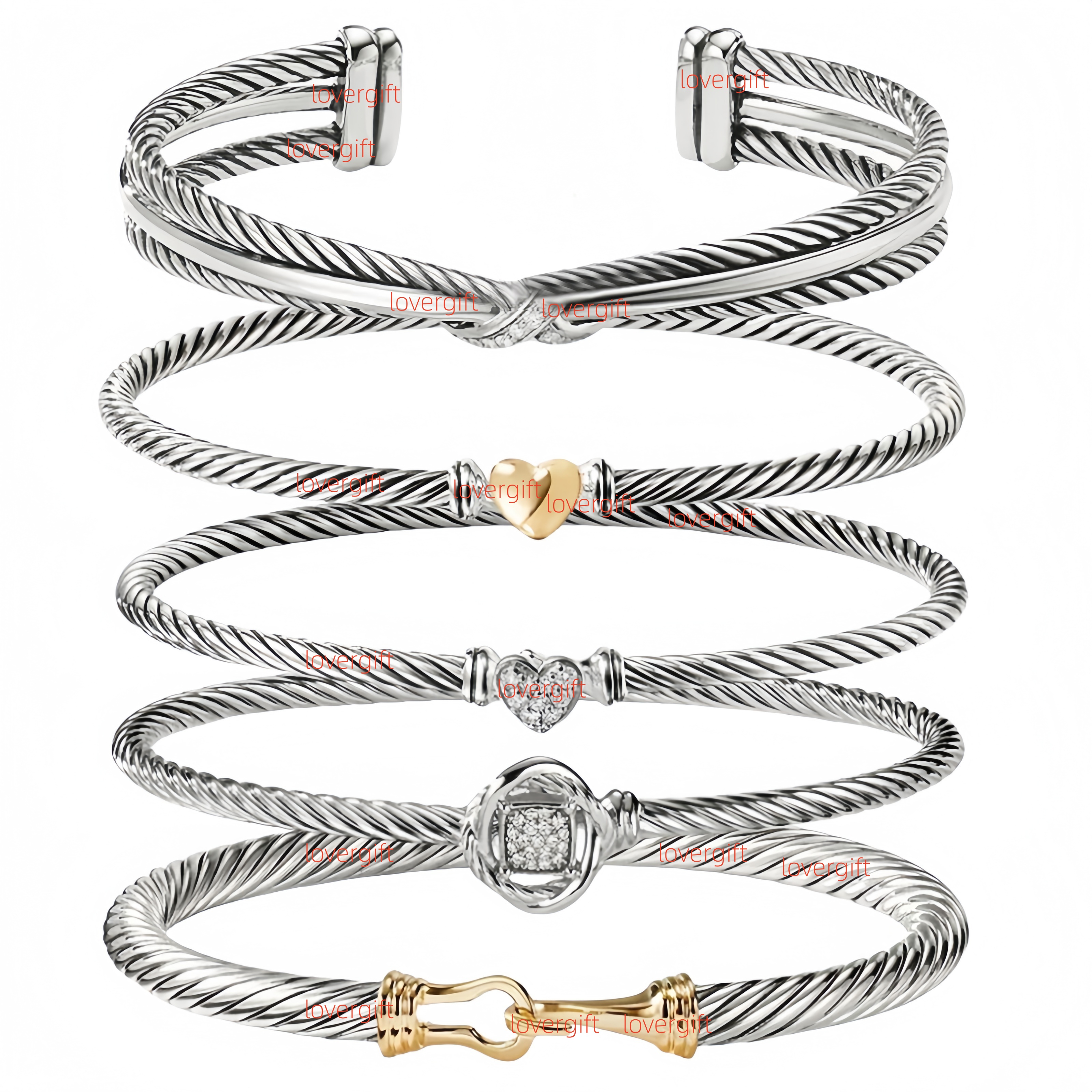 Bracelet designer open gold Bracelets for Women man Cable bangles men luxury Jewelry with box Twisted Cuff bangle 925 Silver hook Wire Mother's Day gifts