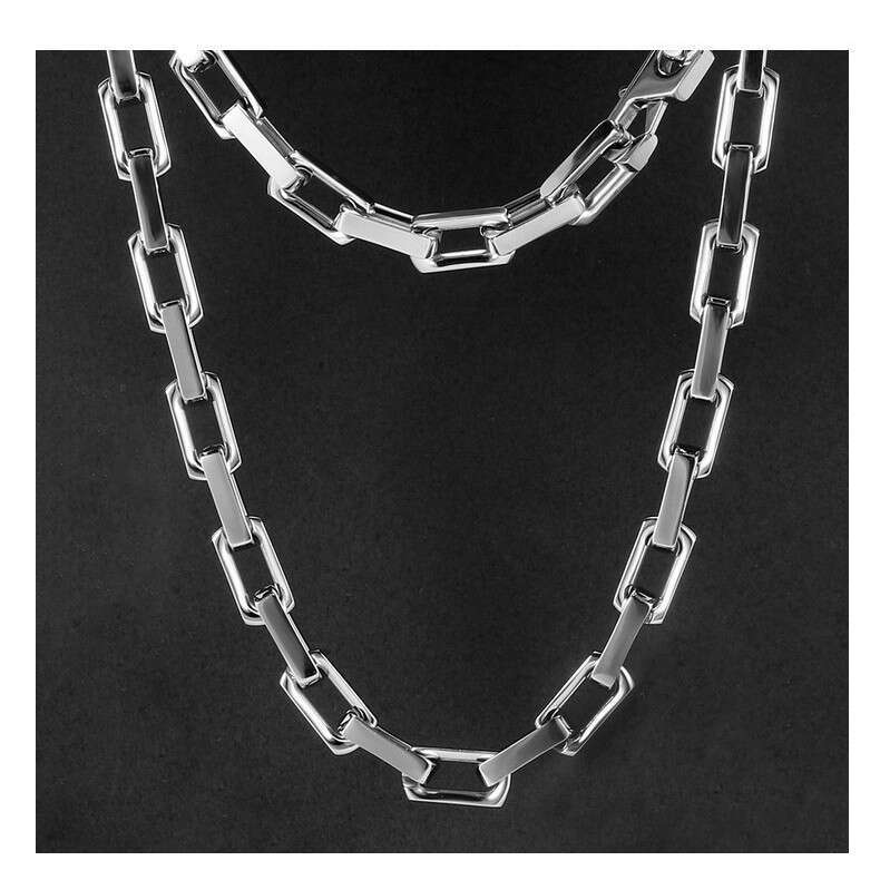 New European American Trend Titanium Steel Square Cuban Chain High-Quality Punk Metal Style Necklace and Bracelet Customization
