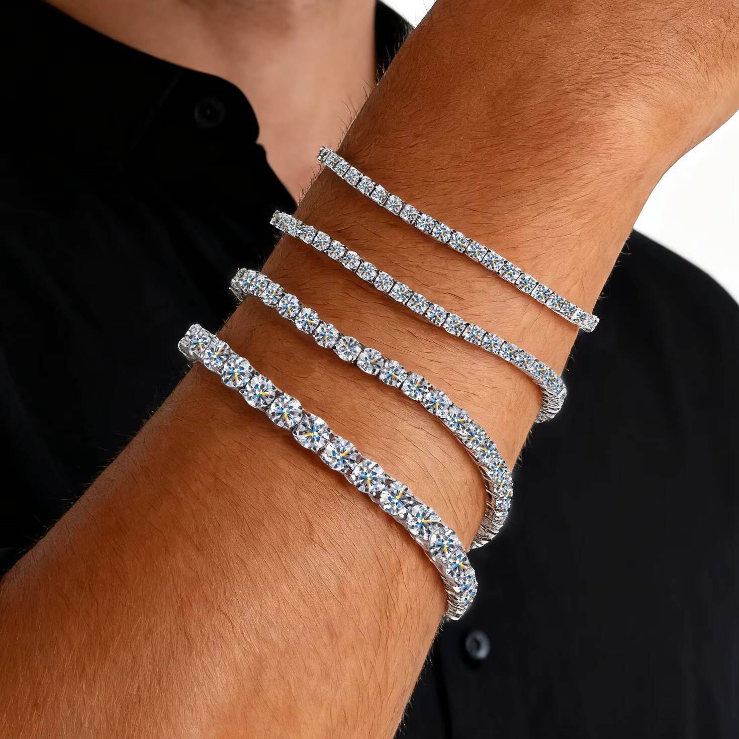 Hot Selling Hip Hop Jewelry Women Vvs1 2mm 3mm 4mm Lab Moissanite Diamond Tennis Bracelet Mounting for Men with Gra Certificate