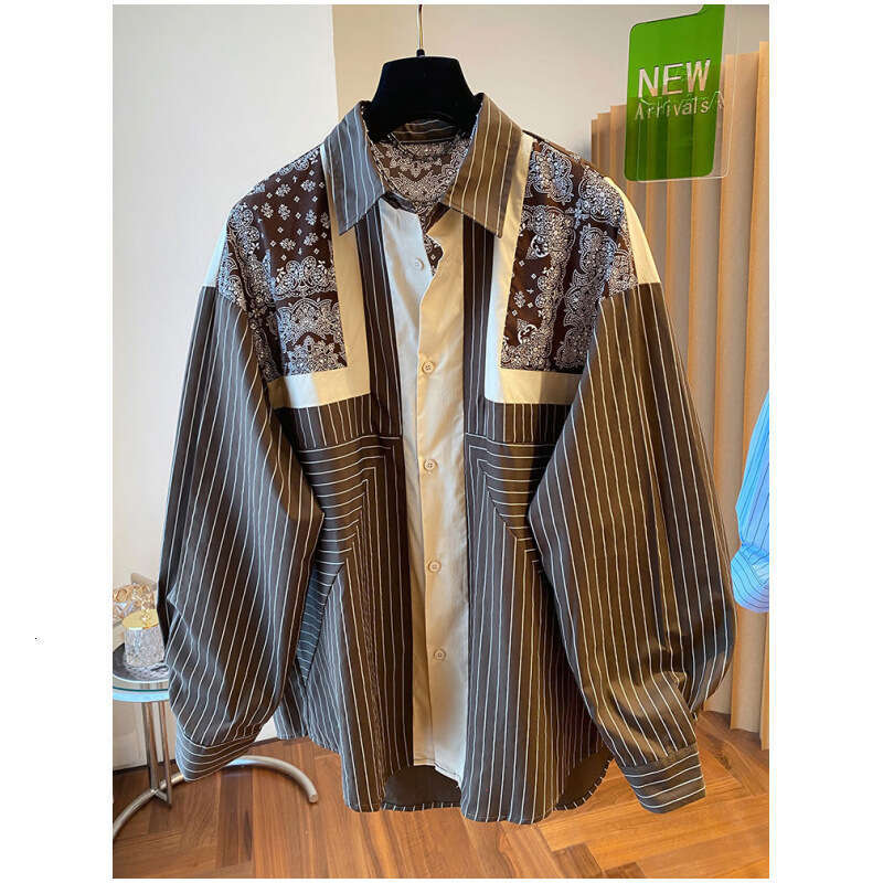 Mardi Hefxessdr Loose Fit Long Sleeve Blue Striped Printed Casual Shirt Women's Spring Autumn Fashion Soft Satin Fabric Collar