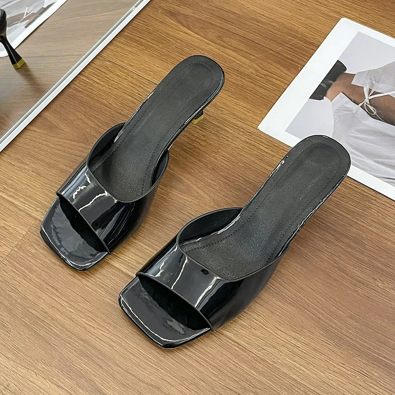 Women High Heel Sandals Summer Fashion Square Toe Open Toe Women Elegant Casual Comfortable Black High Heel Sandals 260306