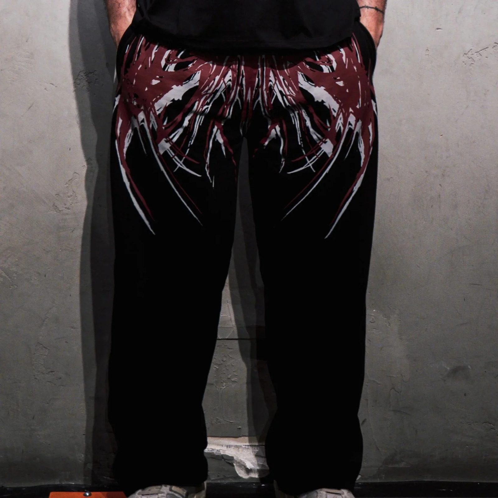 Dark Y2K Unisex Streetwear Jogger Pants Men Women Casual Loose Fit Drawstring Workout Gym Trousers Wide Leg Fitness Fashion 260303