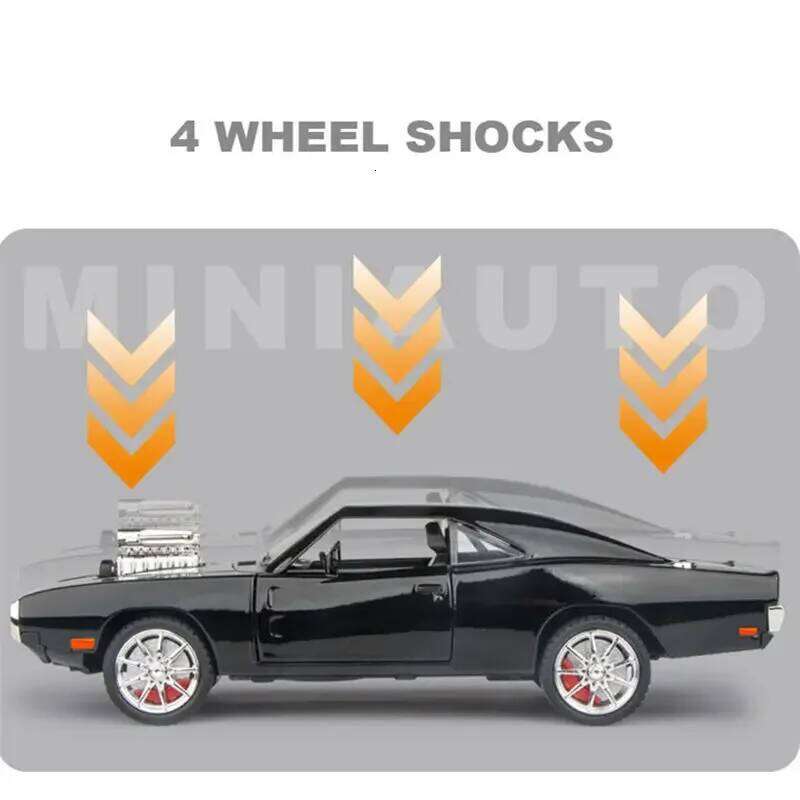 1:24 Dodge Charger Alloy Musle Diecast & Toy Metal Vehicles Sports Car Model Simulation Sound And Light Childrens Gift Z260306