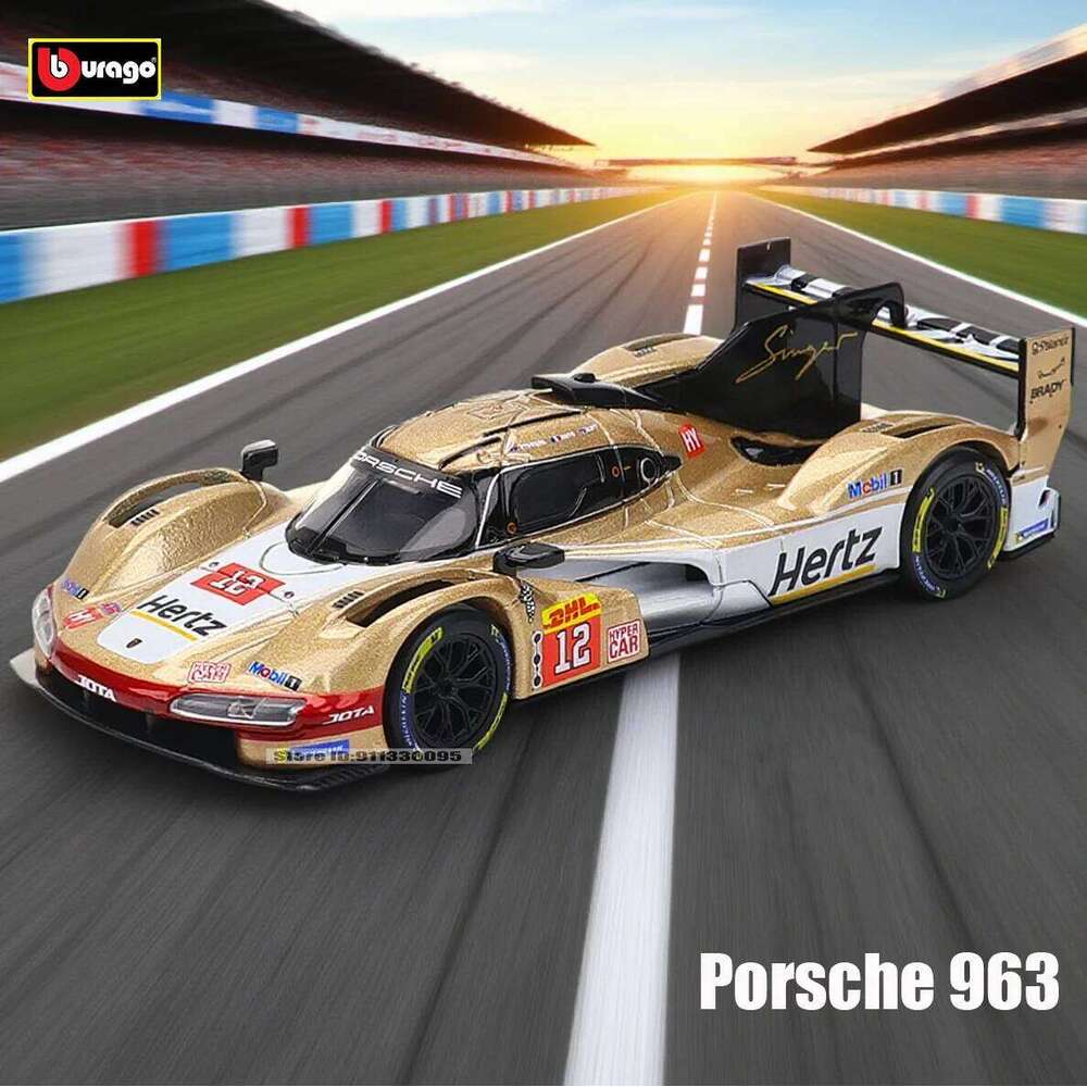 Bburago 1:43 Porsche 963 24 HEURES DU MANS Alloy Luxury Vehicle Diecast Pull Back Cars Model Toy Collection Gift Z260306