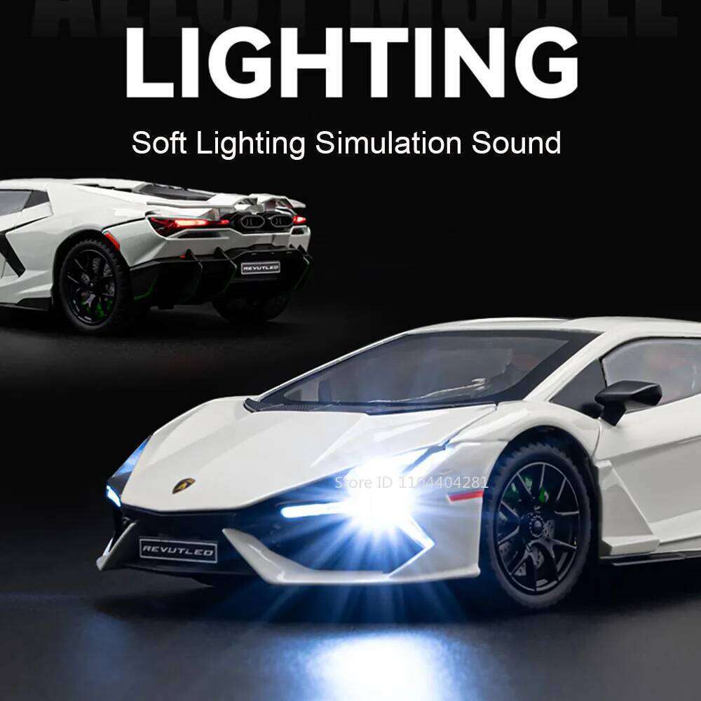 1:24 Revuelto LP770-4 Diecast Alloy Model Toys Car Doors Opened Sound Light Pull Back Front Wheel Steering Vehices Birthday Gift Z260307