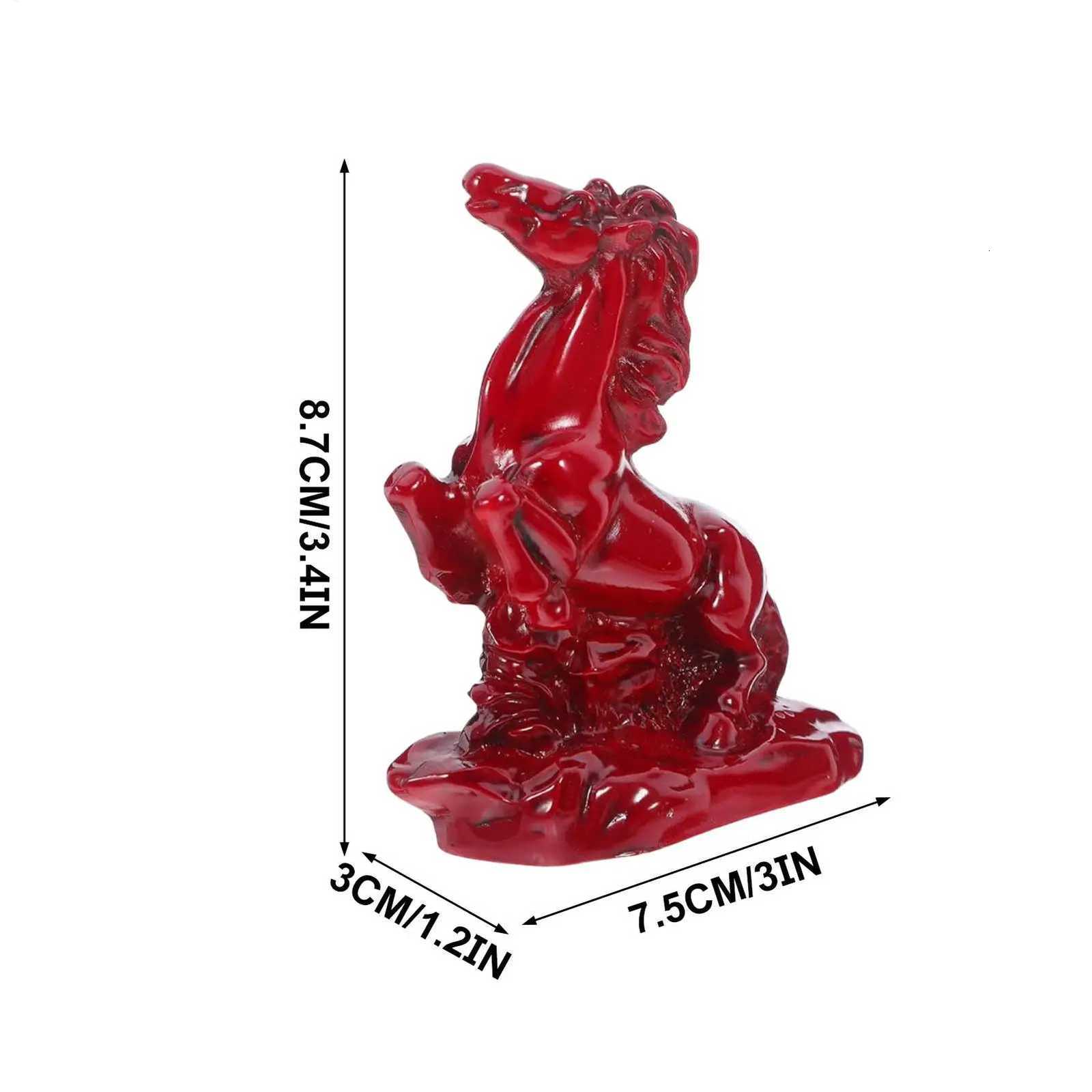Red Resin Horse Statue Chinese Zodiac Decor for Home Office Holiday GiftT260307