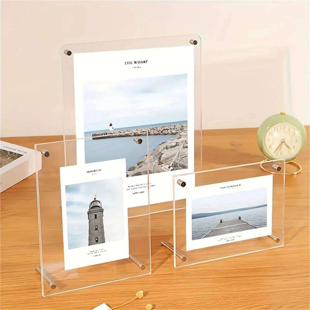 1 Pack of 5-10 Inch A4/A5 Acrylic Frame Classic Tilted Desktop Display Stand for Photo Home Decoration H260306