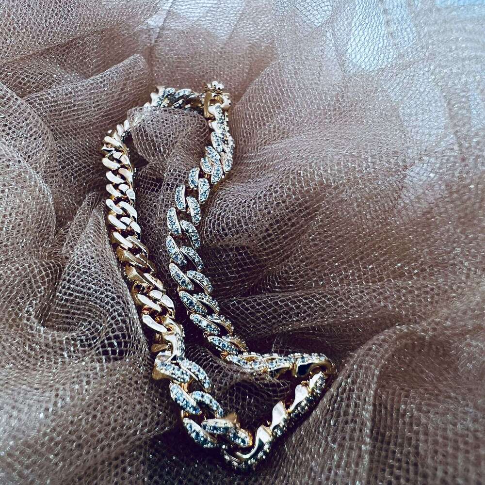European and American heavy-duty full-diamond Cuban chain, high-quality 14mm diamond-studded men's hip-hop chunky necklace