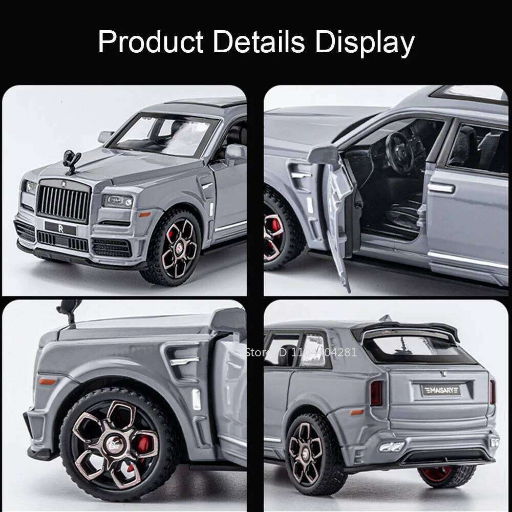 1:36 Rolls-Royce Cullinan 911 Alloy Miniature Model Diecast Toys Car Doors Opened Sound Light Pull Back Vehices Cars Decorations Z260306