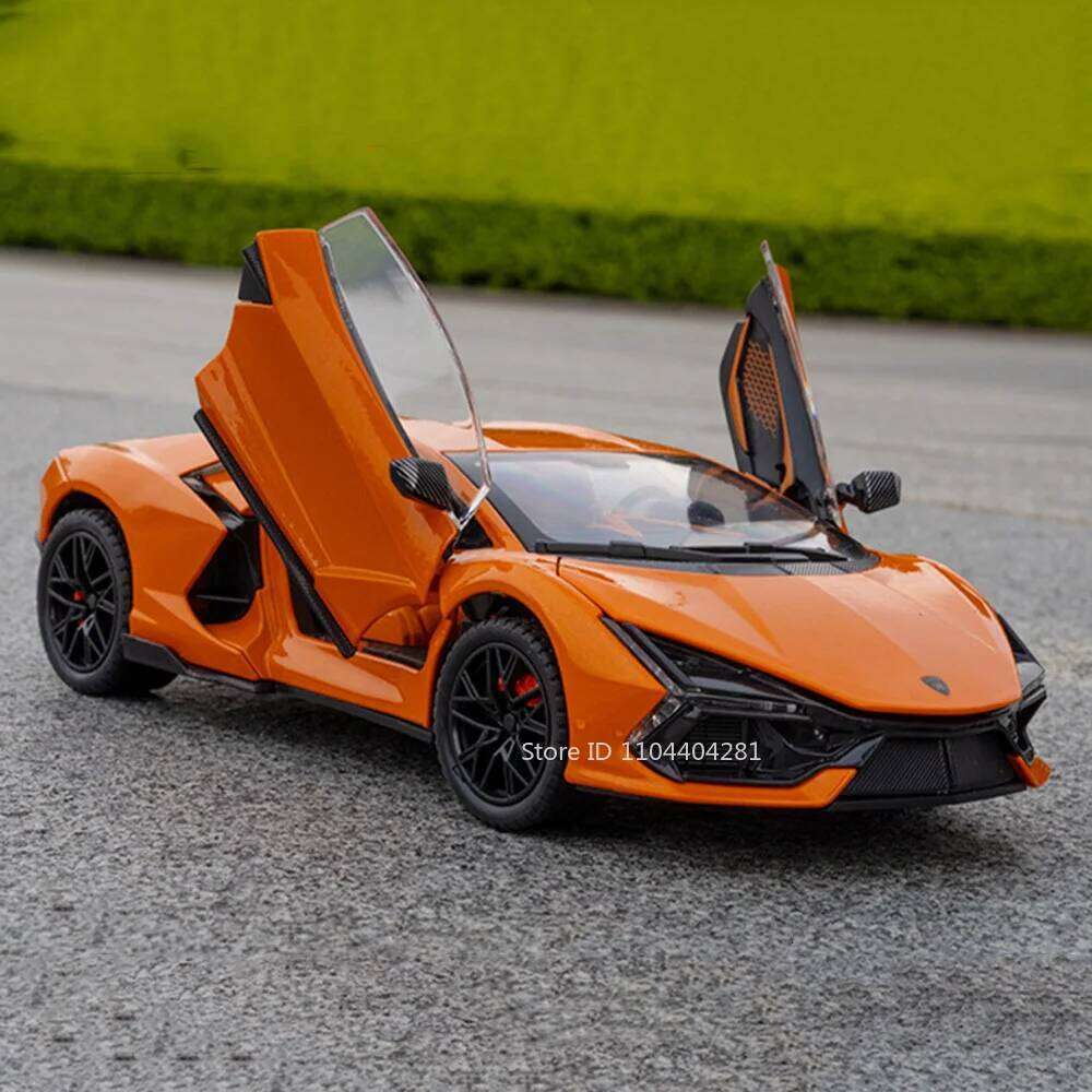 1:24 Lambo Revuelto Countach Toy Model Diecast Car Doors Opened Sound Light Pull Back Miniature Cars Fashion Ornament Collection Z260306