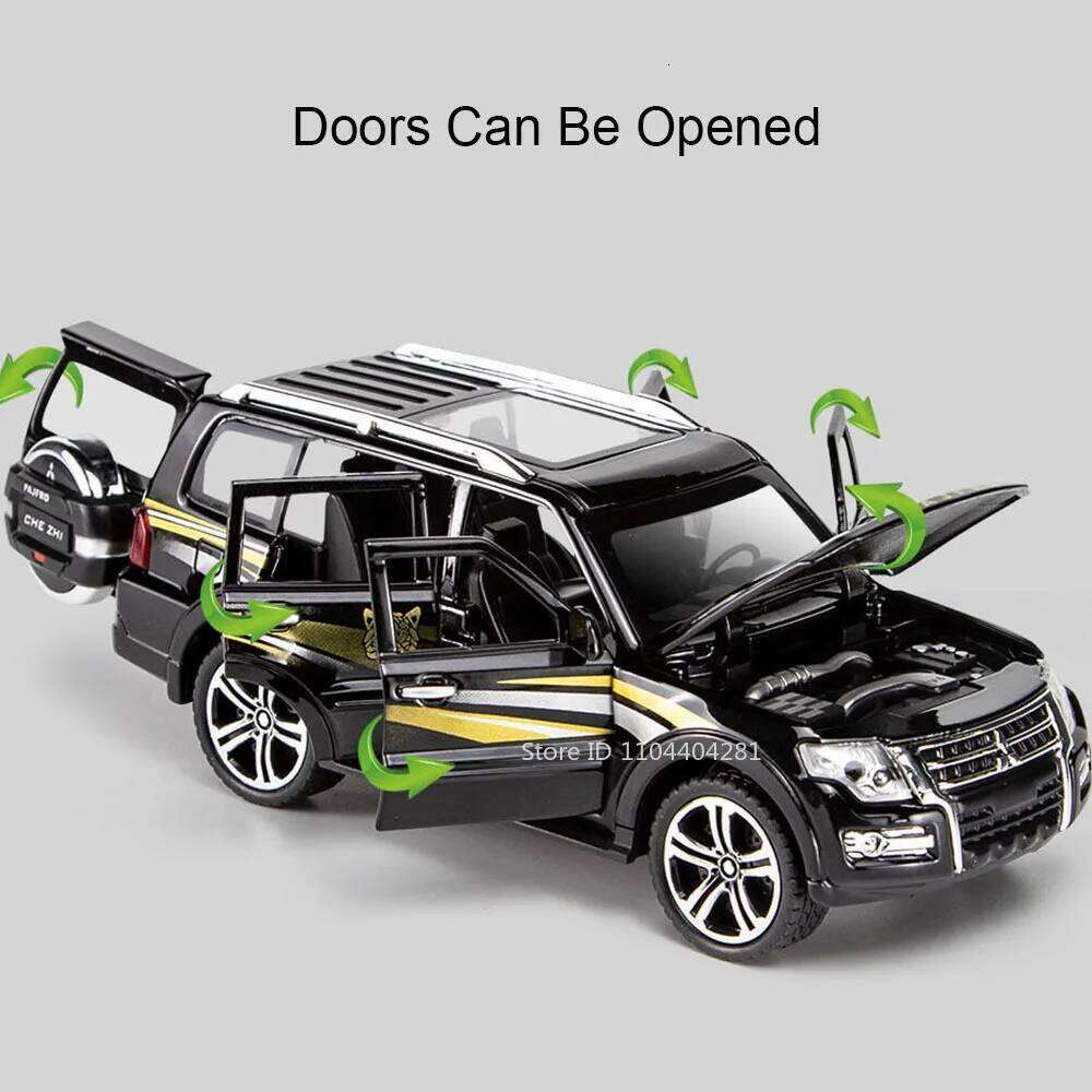 1:32 Mitsubishi Pajero Evolution Alloy Car Toys Diecast Model Doors Opened Sound Light Pull Back Vehices for Boy's Birthday Gift Z260306